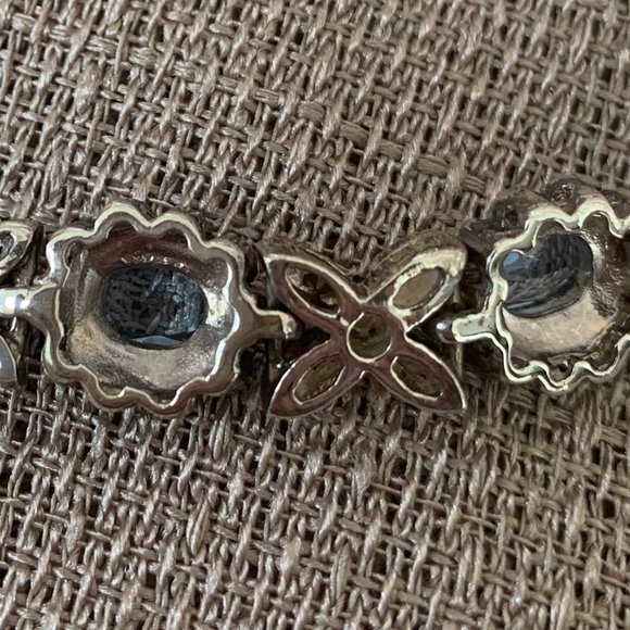 Vtg Stg Silver Aquamarine & Marcasite Bracelet - Picture 9 of 9